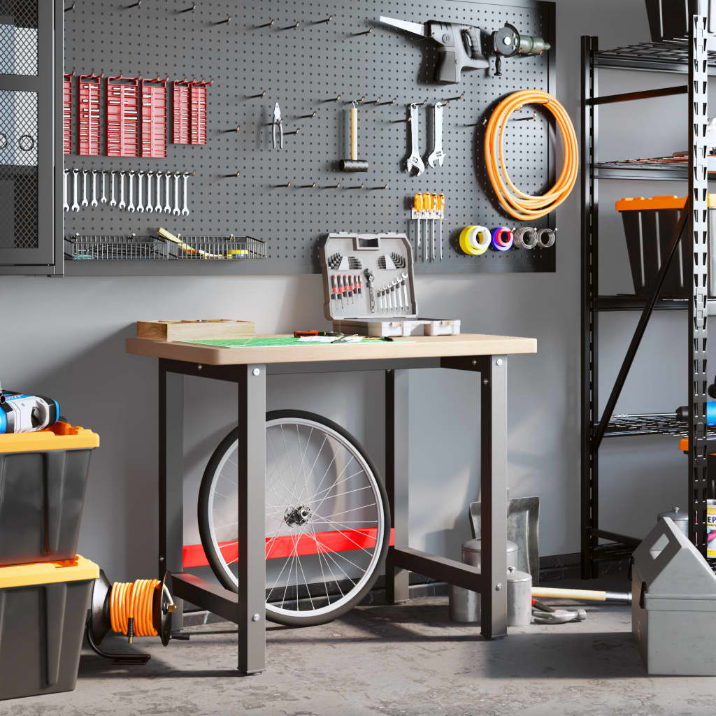 vidaXL Werkbank 100x60x83 cm Massivholz Eiche Rechteckig - Image 3