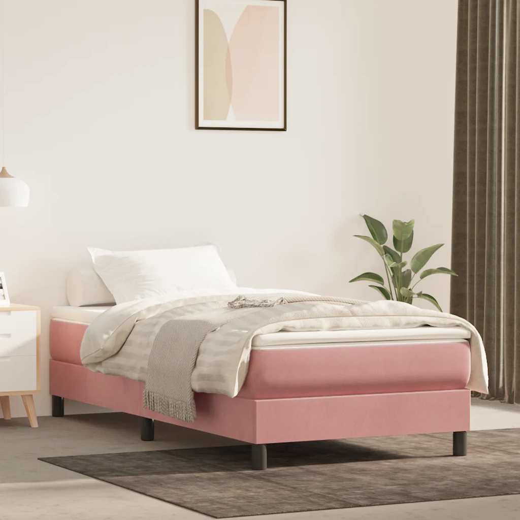 vidaXL Matelas de lit à ressorts ensachés rose 90x210x20 cm velours