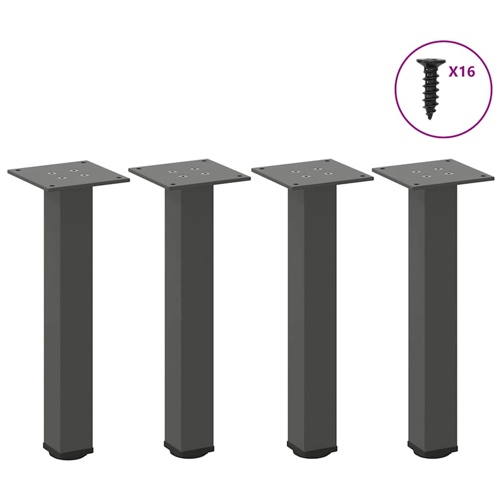 vidaXL Patas para mesa de centro (4 unidades), antracita, 30-32 cm, acero