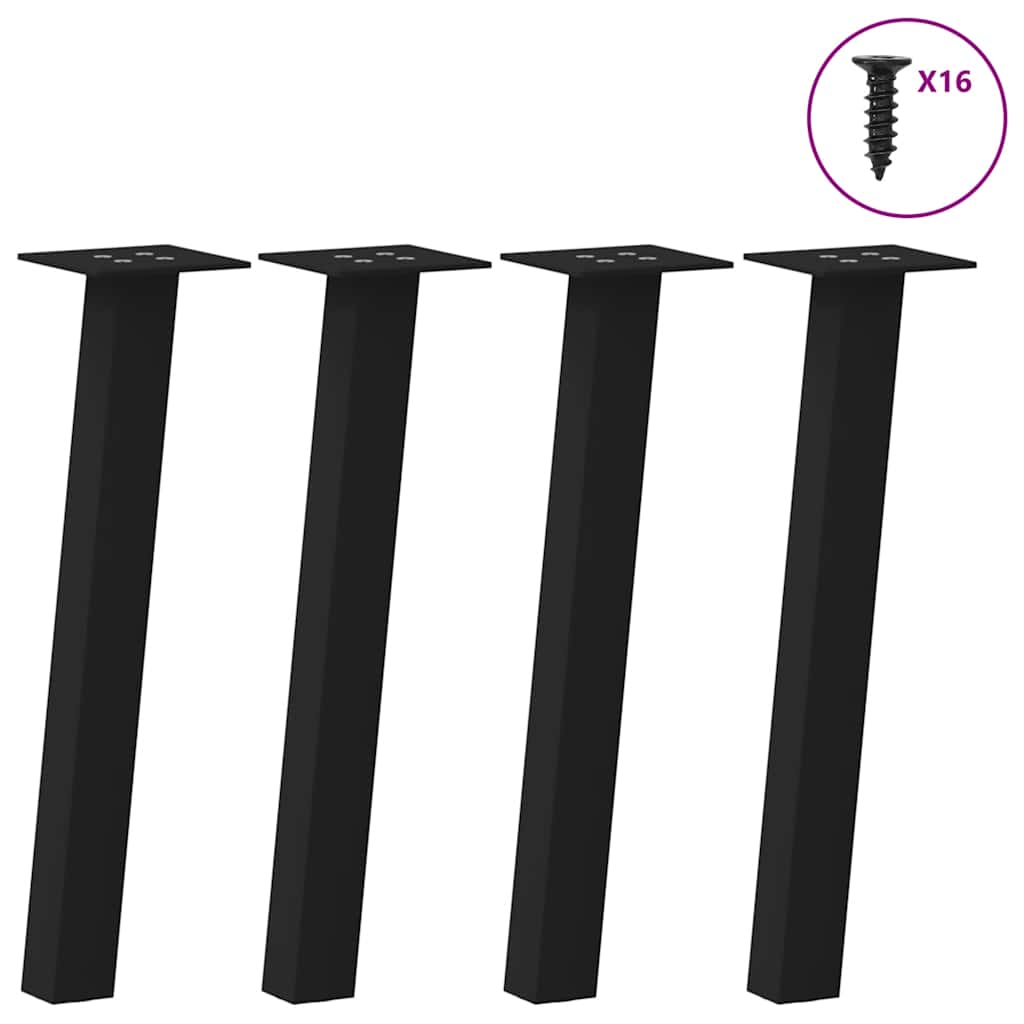 vidaXL Patas para mesa de centro (4 unidades), color negro, 42 cm, acero