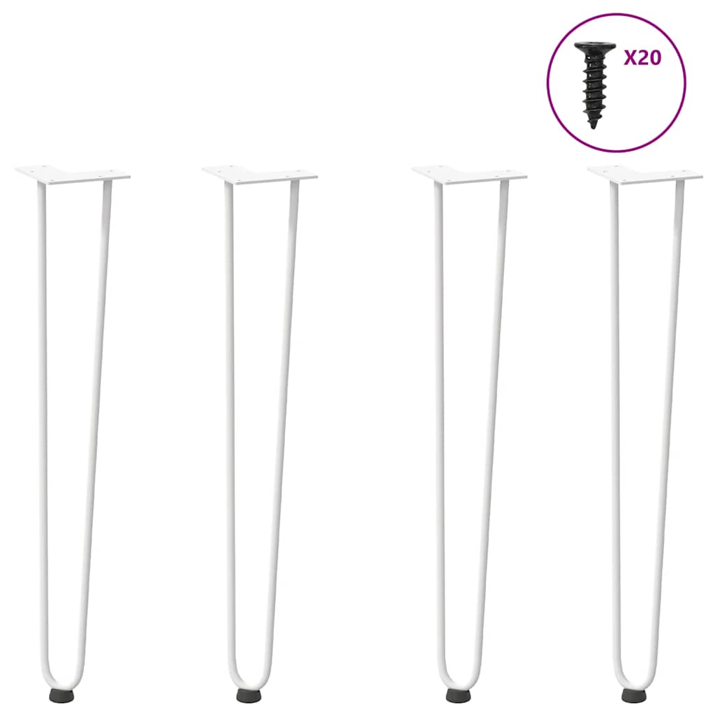vidaXL Patas de horquilla para consolas (4 unidades), color blanco, 72 cm, acero macizo