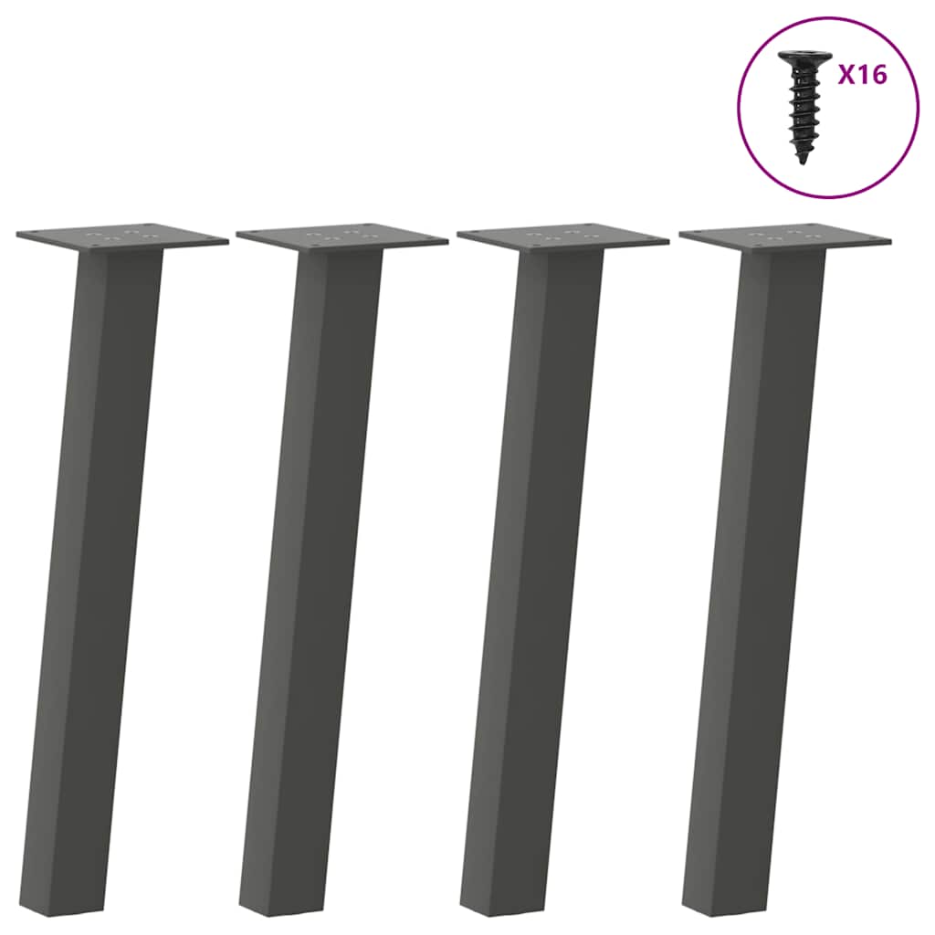 vidaXL Patas para mesa de centro (4 unidades), antracita, 42 cm, acero