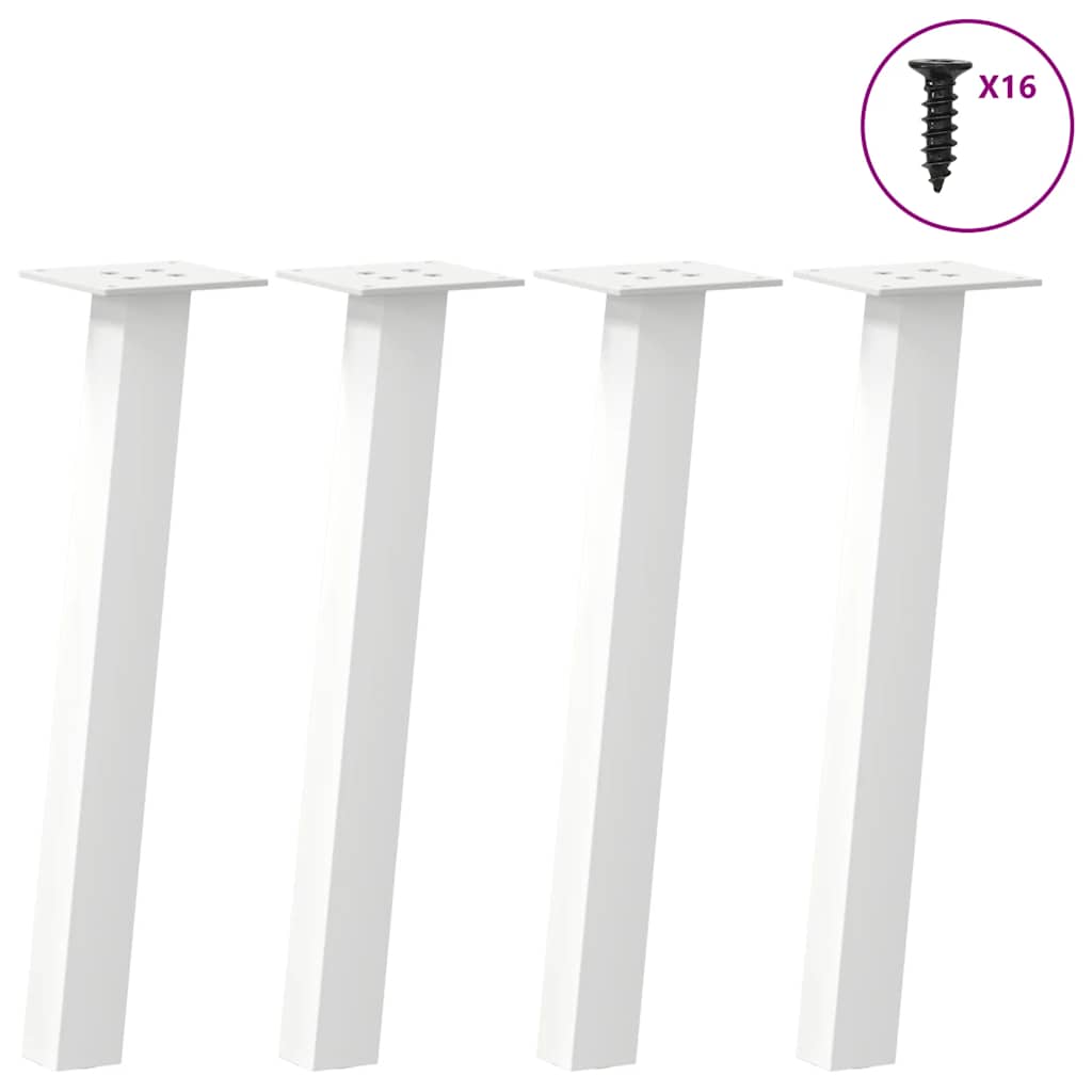 vidaXL Patas para mesa de centro (4 unidades), color blanco, 42 cm, acero