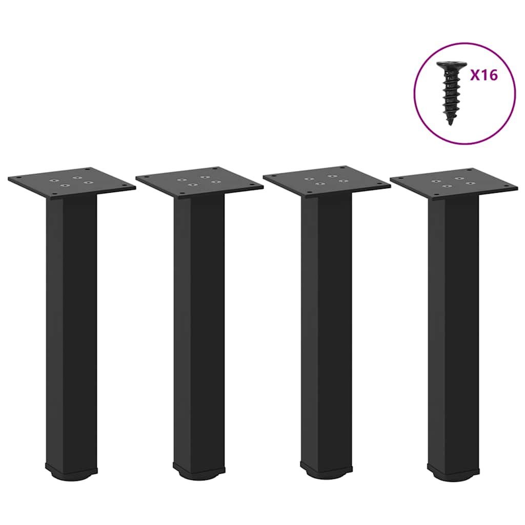 vidaXL Patas para mesa de centro (4 unidades), color negro, 42-44 cm, acero