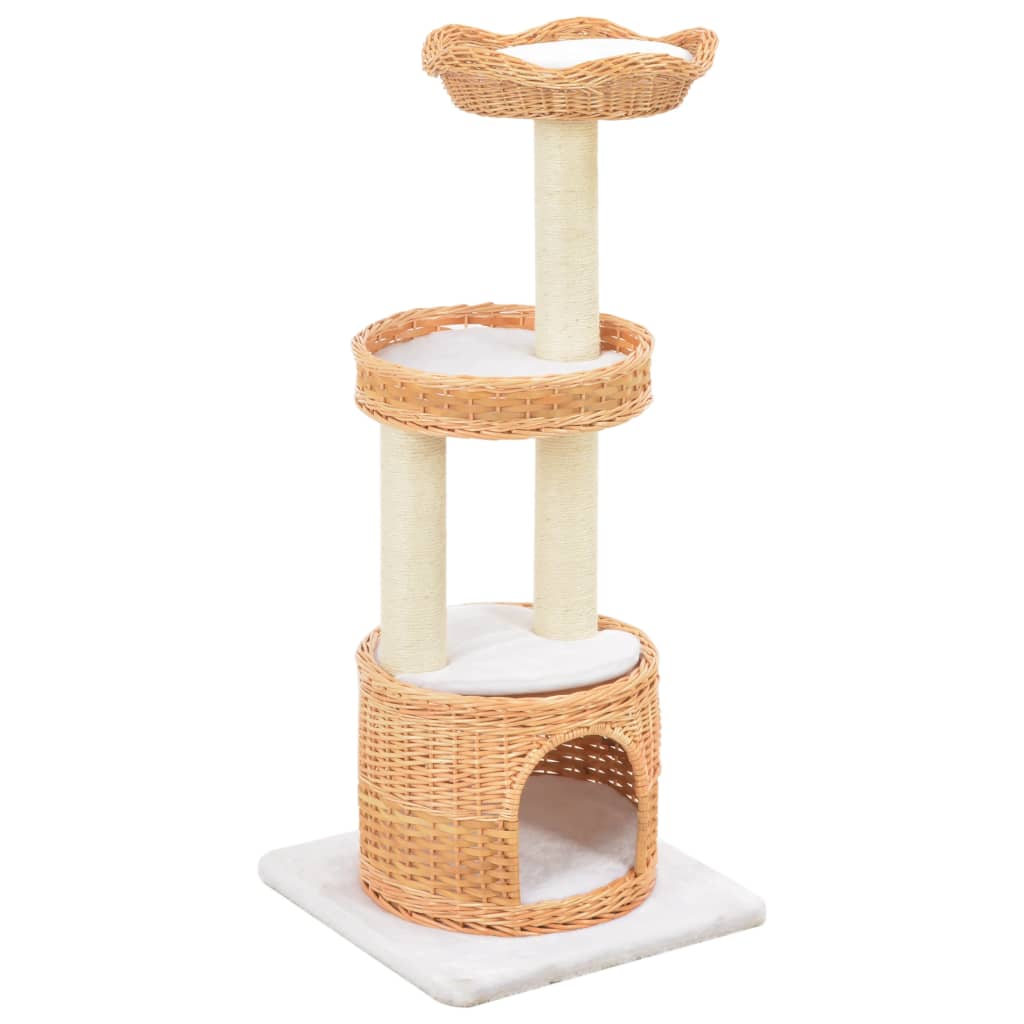 vidaXL Rascador para gatos con poste de sisal madera natural de sauce