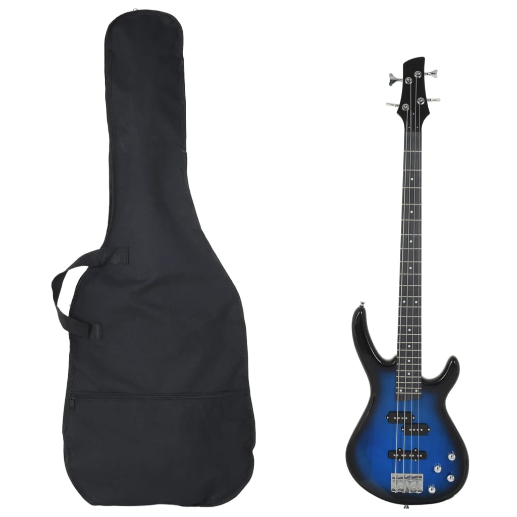 vidaXL E-Bass für Anfänger mit Tasche Blau und Schwarz 4/4 46"