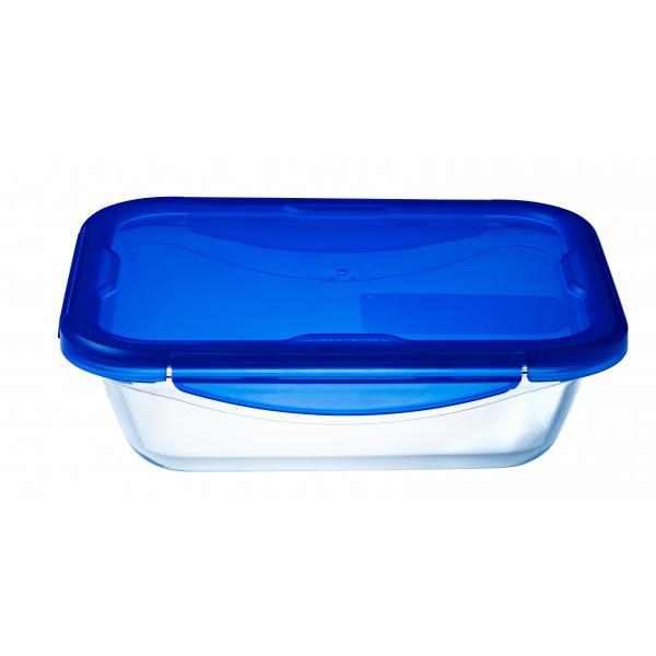 Pyrex Cook & Go Piatto Rettangolare Per Conservazione 3,3l 30x23cm + Coperchio Blu