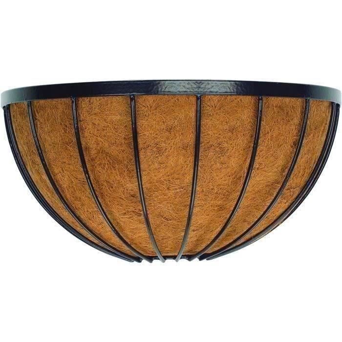 Cestino Da Muro + Cocco - Garden Id Georgian - 40x20 H20 Cm - Cocco Premium - Struttura Solida - Profondo Per Lo Sviluppo Delle Piante