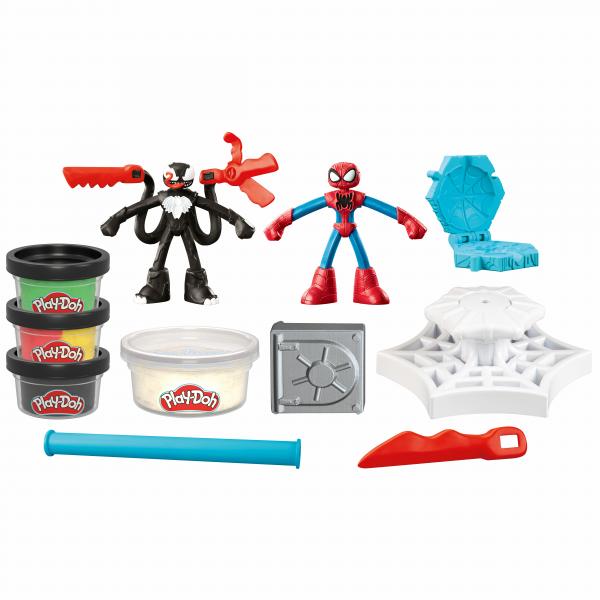 PlaY-Doh SpideR-Man, Set Slash Attack Con 2 Personaggi Flessibili, 7 Accessori E Pasta Modellabile, Dai 4 Anni, Marvel
