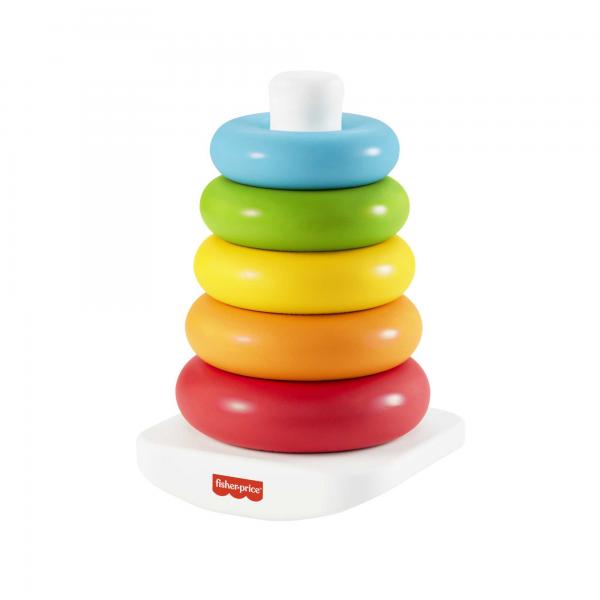 Anelli Impilabili Classici A Piramide Arcobaleno FisheR-Price In Materiali A Base Vegetale - Giocattolo Per L'apprendimento Precoce - A Partire Dai 6