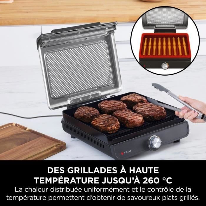 Griglia E Plancha Da Interno - Ninja - Sizzle Gr101eu - 34 X 8 X 13,5 Cm - Nero - Image 5