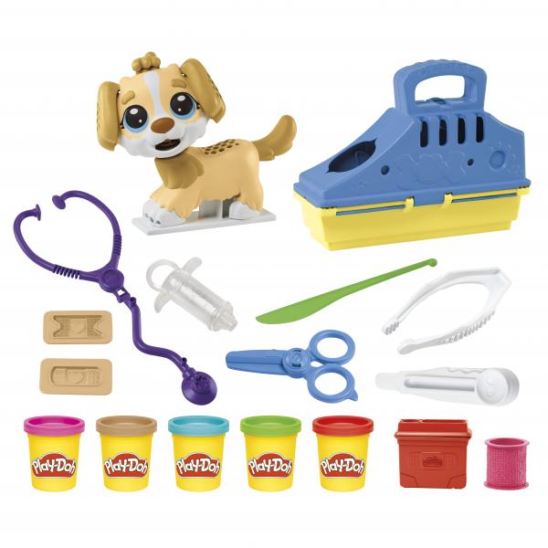 PlaY-Doh - Box - Lo Studio Veterinario Con Cane, Valigetta, 10 Attrezzi E 5 Colori