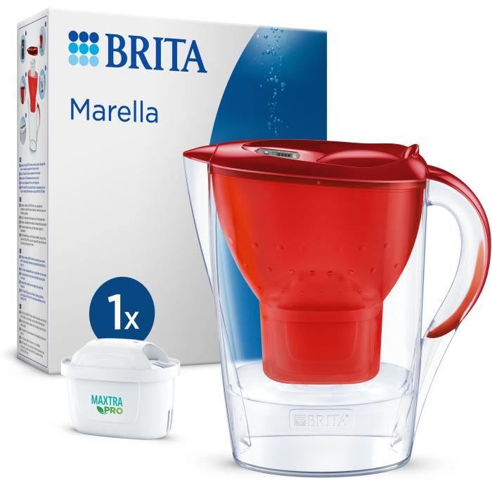 Brita Carafe Filter Marella Red (2.4l) Includeva 1 Cartuccia Filtro Maxtra Pro AlL-IN-1