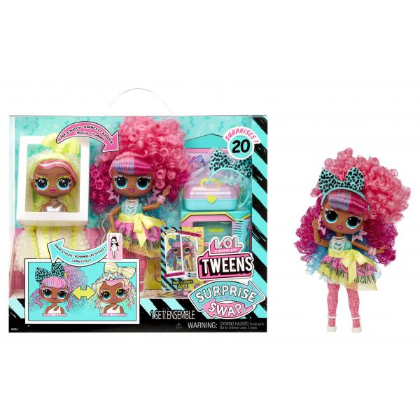 Lol Surprise Tweens Surprise Swap Fashion Doll - CurlS-2- Crimps Cora - 1 Bambola Tweens Da 17 Cm, 1 Mini Testa Per Lo Styling E Accessori