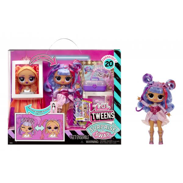 Lol Surprise Tweens Surprise Swap Fashion DolL- BunS-2- Braids Bailey - 1 Bambola Tweens 17 Cm, 1 Mini Testina Per Lo Styling E Accessori