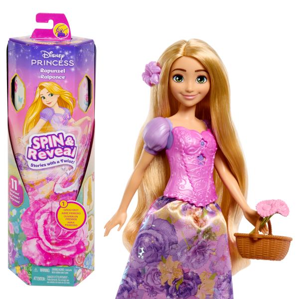 MatteL-Principesse Disney Spin & ReveaL-Raperonzolo Bambola Con Sorprese Htv86