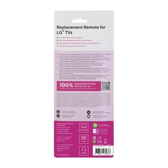 One For All Urc4911 - Telecomando Sostitutivo Per Tv lg - Image 4