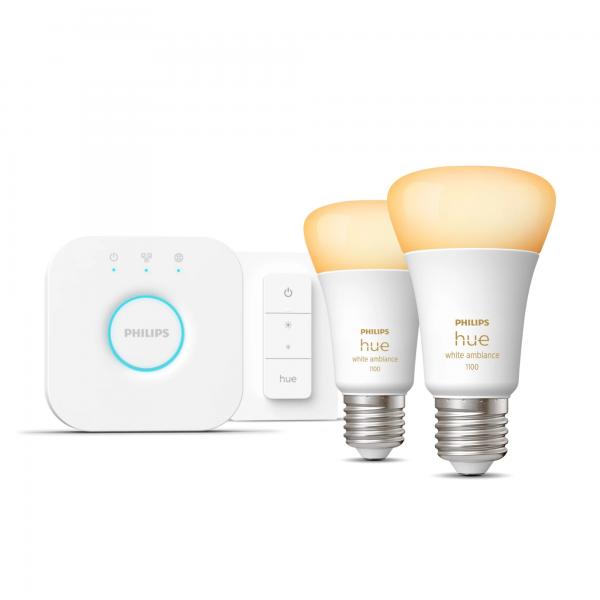 Kit Led Di Avvio Led Collegato Philips Hue White - 10,5w - Lotto 2 E27 - Remoto Hue Controllo