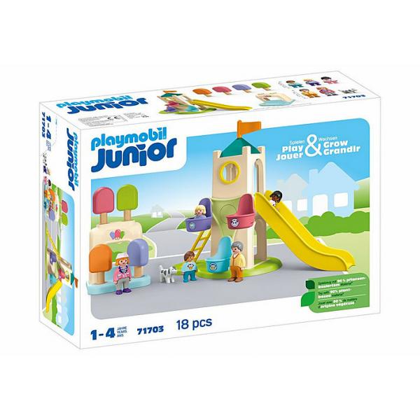 Playmobil Junior 71703 Parco Giochi Con Scivolo Gigante Include Cinque Personaggi, Scivolo E Accessori - Da 1 Anno In su