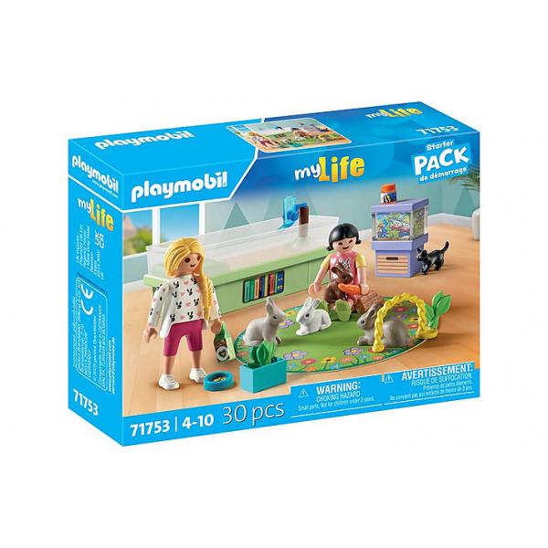 Playmobil 71753 Negozio Di Animali Con Recinto Per Conigli, La Mia Vita, Cura Degli Animali, 30 Pezzi, Dai 4 Anni In su