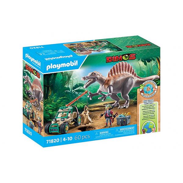 Playmobil 71820 Spinosaurus, Ricercatore E Veicolo Con Gru Girevole, Dinosauri, 60 Pezzi, Dai 4 Anni In su
