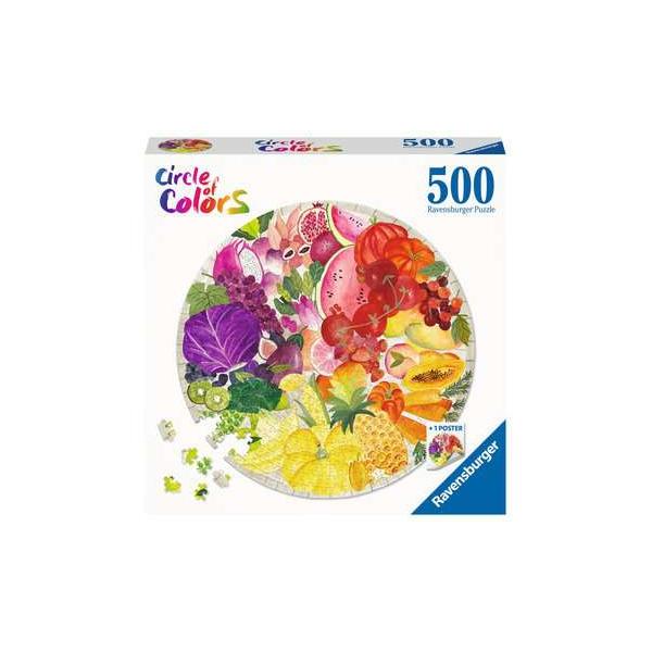 Ravensburger - Puzzle Rotondo 500 Pezzi - Frutta E Verdura (cerchio Dei Colori)