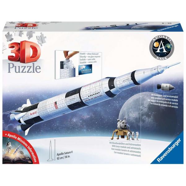 Puzzle 3d Razzo Spaziale Saturn V - Ravensburger - 440 Pezzi - Nasa - A Partire Da 8 Anni