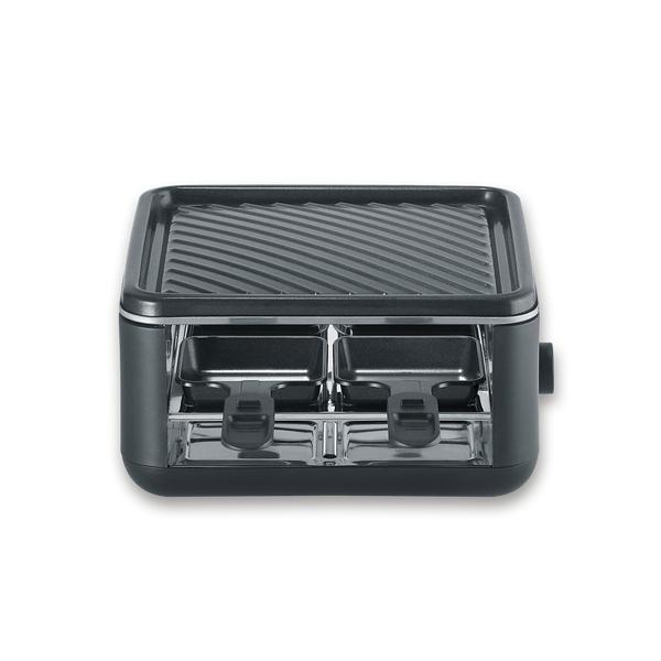 Griglia Per Raclette - Severin - Rg2360 - 4 Persone. - Compatto - Piatto 24 X 24 Cm - Include 4 Padelle E Spatole - Nero
