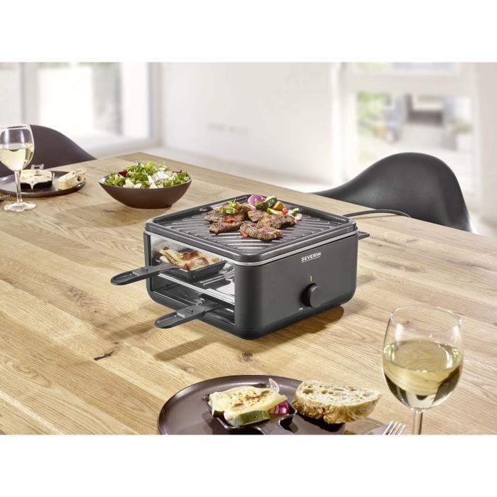 Griglia Per Raclette - Severin - Rg2360 - 4 Persone. - Compatto - Piatto 24 X 24 Cm - Include 4 Padelle E Spatole - Nero - Image 3