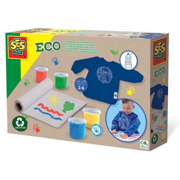 Ses Creative - Kit Per Pittura Con Le Dita Con Grembiule Eco - 100% Riciclato