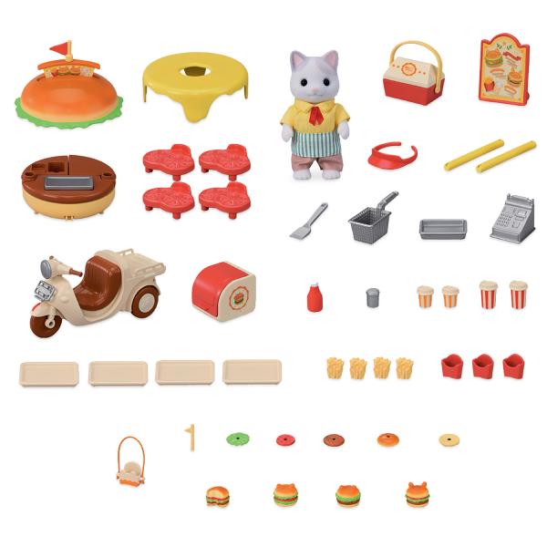 Gioco Catering - Sylvanian Families - Hamburger Stand - Papa Latte Cat E Scooter - Image 3