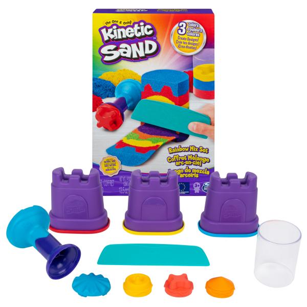 Kinetic Sand - ArC-EN-Ciel 390 G Box + 6 Accessori - Modello Casuale