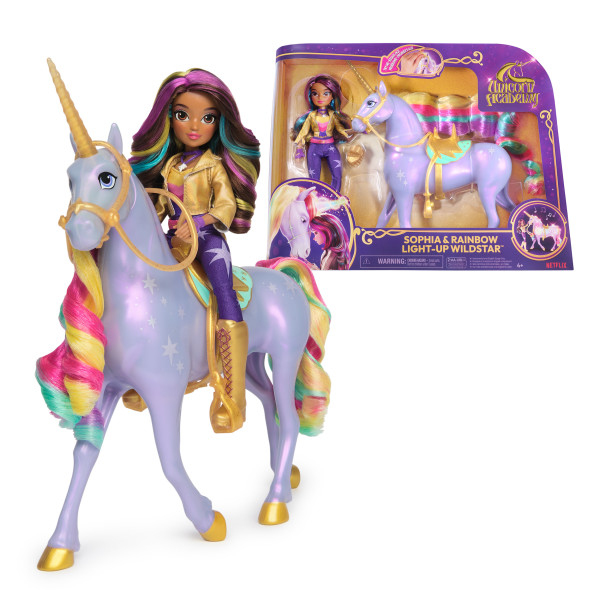 Spin Master Unicorno Con Funzioni 28 Cm Wildstar + Bambola 24 Cm Unicorn Academy