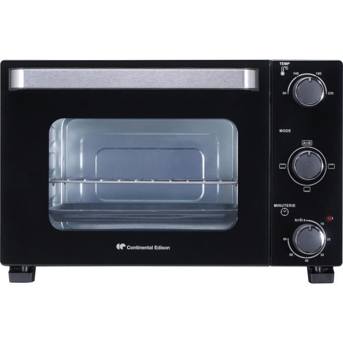 Continental Edison Cemf22b - Miniforno Elettrico 22l Nero - 1300w - Girarrosto, Convezione Naturale