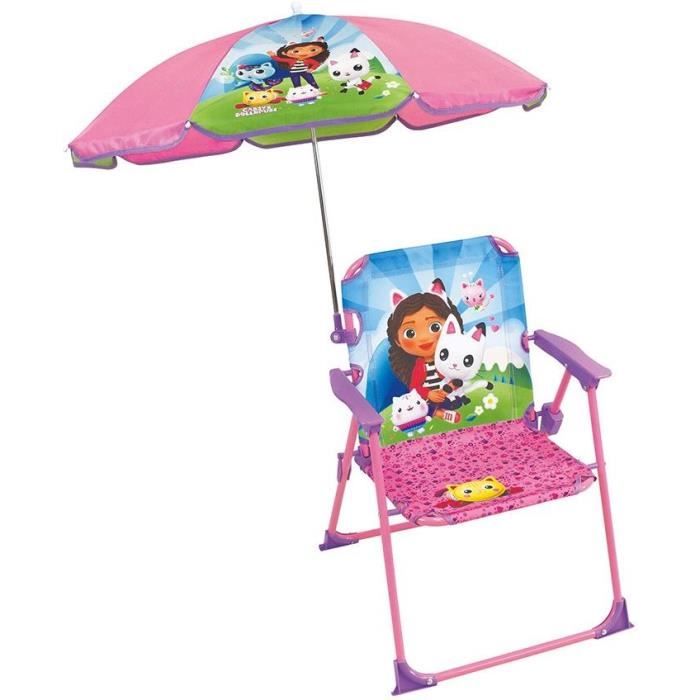Arredamento Da Giardino - Fun House - Sedia Pieghevole Gabby And The Magic House H.53 X L.38,5 X P.37,5 Cm Con Parasole 65 cm