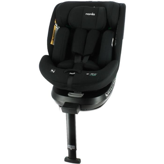Seggiolino Auto Isofix Nania Spirit 40-150 Cm R129 - Da 0 A 10 Anni - Fronte Strada 40-105 Cm - Poggiatesta Regolabile - Reclinabile - Girevole - Nero