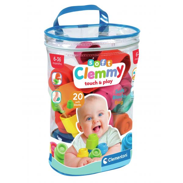 Clementoni - Clemmy Baby - Busta Da 20 Cubetti Morbidi - Misti - Dai 9 Mesi - Il Cubo Morbido Garantisce Sicurezza Ed È Utilizzabile Su Mac