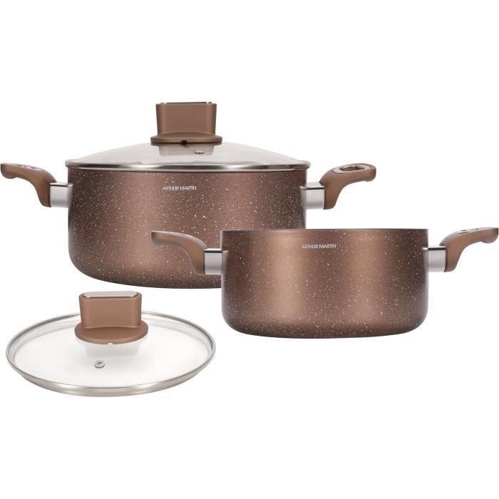 Set Di Pentole - Arthur Martin - Am9820 - 20-24 Cm Con Coperchio In Vetro - Alluminio - Tutte Le Fonti Di Calore Compresa L'induzione