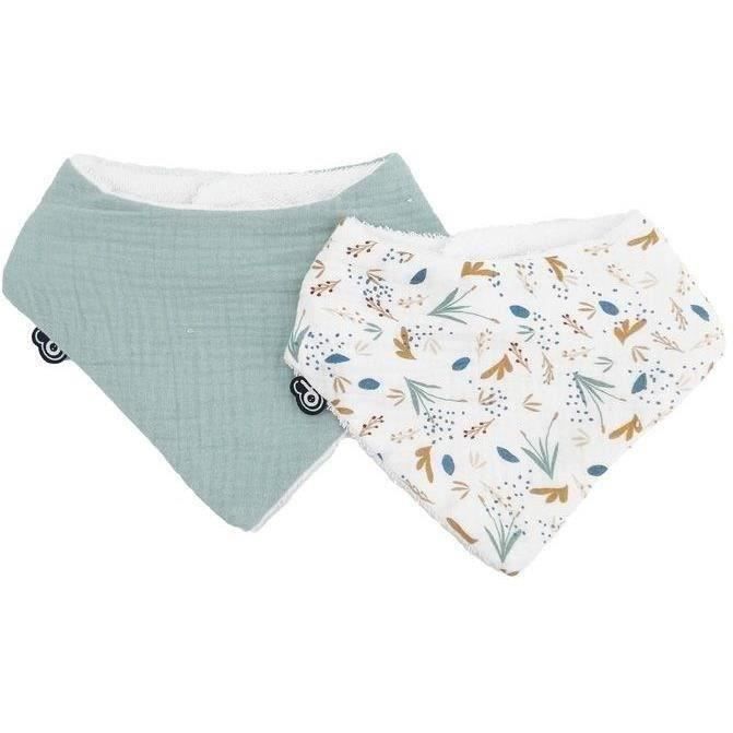 Confezione Da 2 Bavaglini Bandana - Domiva - Tu - Mussola - Stampa Celadon Sull'acqua