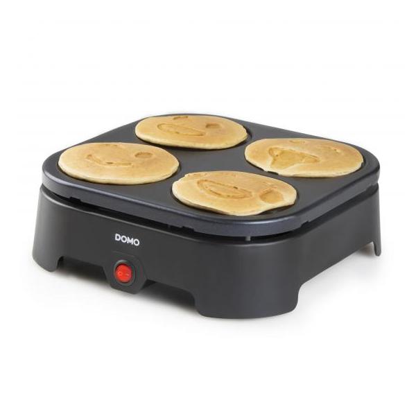 Crépiere Domo - 4 Crepes - Emoji Patterns - Revetement Anti -Adhesive - 600w - L31 X L34 X H13 cm