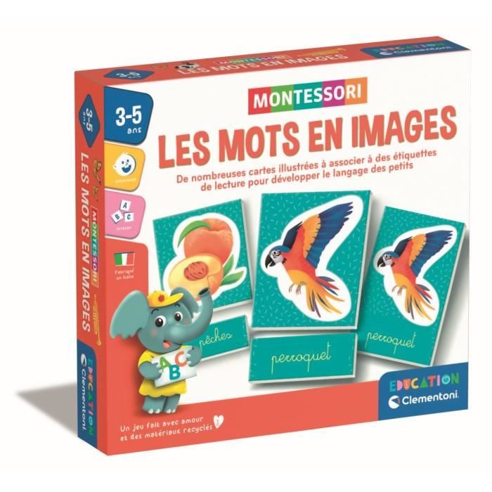 Montessori - Clementoni - Parole In Immagini - Gioco Educativo Che Sviluppa Il Lessico - Dai 3 Anni