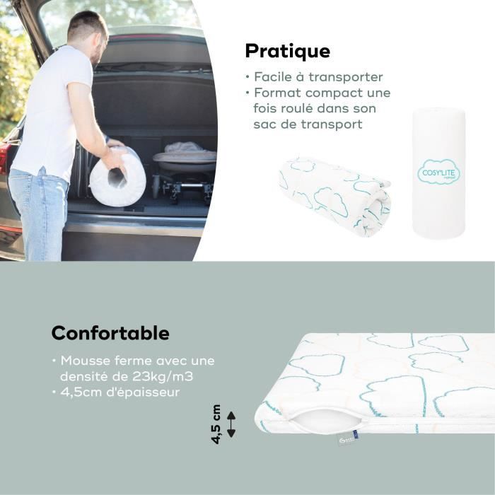 Babymoov Cosy'lite Materasso Da Viaggio Nomad 60x120cm, Misura Universale, Certificato OekO-Tex E Riciclato - Image 4