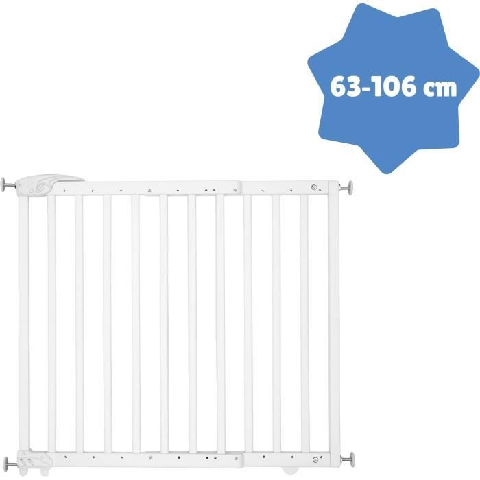 Badabulle Deco Pop Bianco Barriera Di Sicurezza Allungabile Di Fissaggio A Pressione E Viti (63,5 - 106 Cm) - Image 3