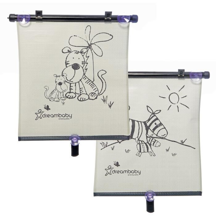 Tenda A Rullo Per Finestrini Auto - Dreambaby - Stampa Zebra E Tigre Bifacciale - Regolabile 2 Pezzi