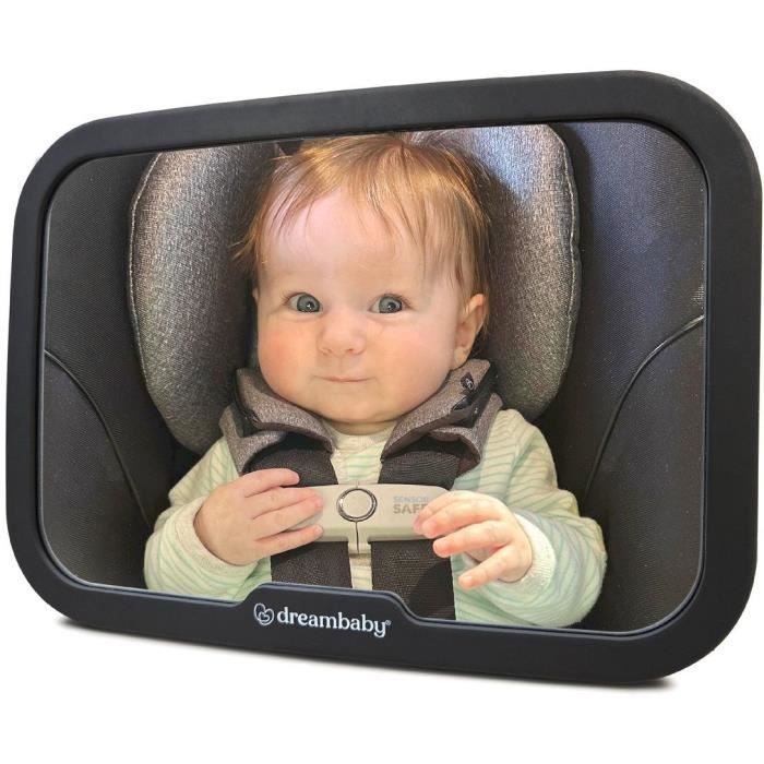 Specchietto Retrovisore Grande Rettangolare - Dreambaby - Regolabile Per Sedile Posteriore - 20 X 24 Cm - Nero