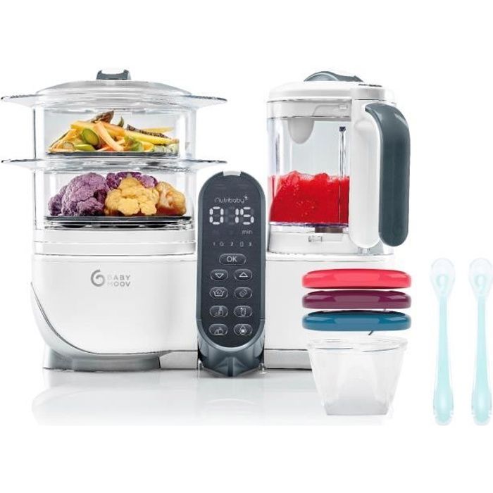 Babymoov Pack Nutribaby ( +) White & 3 Babybols 180ml + 2 Spooner - Ideale Per La Diversificazione