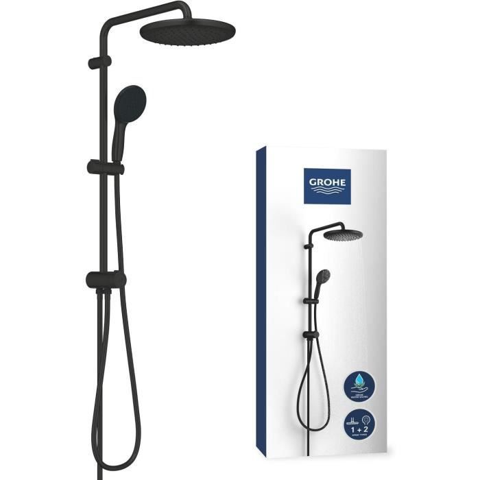 Colonna Doccia Con Deviatore Manuale - Risparmio Idrico - Grohe Vitalio Start System 250 - Nero Opaco - 266802431