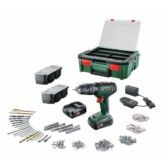 Trapano Avvitatore Bosch Universaldrill 18 (2 Batterie 1,5ah + Systembox + 241 Accessori)