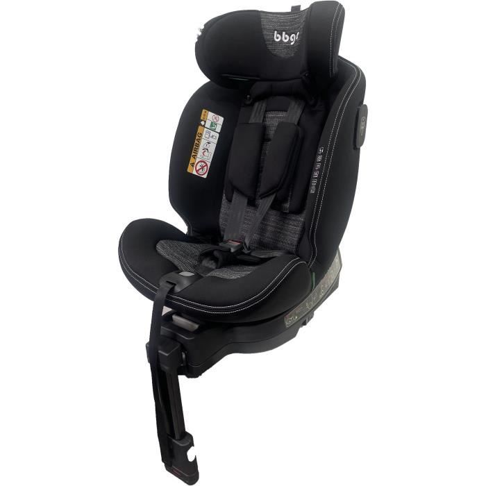 Seggiolino Auto Girevole - Bbgo - Blissrider - Dalla Nascita Ai 12 Anni - I-Size 40-150 Cm - Isofix - Nero E Grigio - Similpelle