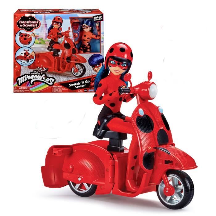 Scooter Miracollous Switch'n Go + Ladybug Lucky Charm Bandai 26 Cm Bambola Articolata - P50668